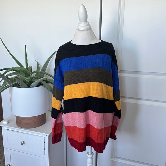 Women’s Multi-Colored Stripe Knit Sweater - Picture 1 of 9